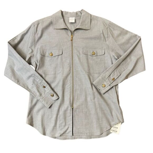 NEW Bogner Valerie Gray Full Zip Collared Dress Shirt Size EU 40 = US 12 Vintage - Picture 1 of 8